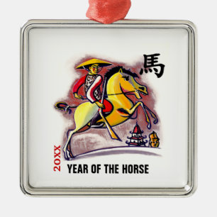 Adorno Metálico Año chino del caballo   Año Personalizado