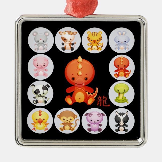 Adorno Metálico Año chino del dragón (Frente)