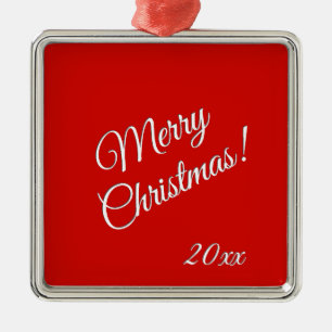 Adorno Metálico Año de Navidad Sólido y Rojo