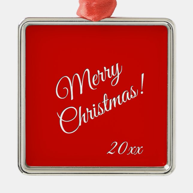 Adorno Metálico Año de Navidad Sólido y Rojo (Frente)