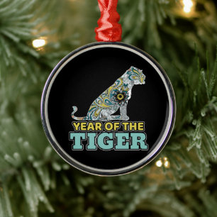 Adorno Metálico Año Nuevo Chino - Tigre Blanco Zodiaco