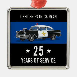 Adorno Metálico Años de monograma de auto de retiro policial