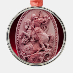 ADORNO METÁLICO ANTIGUA CAMEO / SAINT GEORGE CON DRAGON