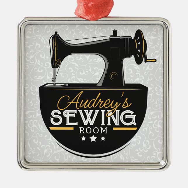 Adorno Metálico Antique Sewing Machine ADD NAME Seamstress Tailor (Frente)