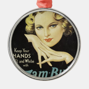 Adorno Metálico Anuncio de cosecha de vintage Hand Cream Woman Blo