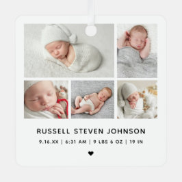 Adorno Metálico Anuncio de nacimiento con 5 fotos modernas