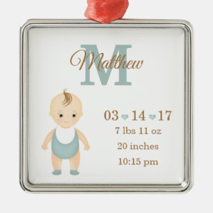 Adorno Metálico Anuncio de nacimiento de Baby Boy