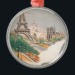 Adorno Metálico Anuncio de Viajes Aéreos de la Torre Eiffel de Par<br><div class="desc">Anuncios de viaje europeos - Afiche de viaje de París</div>