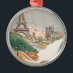 Adorno Metálico Anuncio de Viajes Aéreos de la Torre Eiffel de Par<br><div class="desc">Anuncios de viaje europeos - Afiche de viaje de París</div>