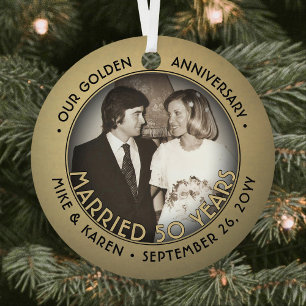 Adorno Metálico Any Text 2 Photo Bodas de Oro 50 Aniversario de Bo