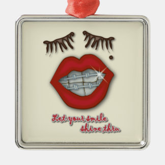 Adorno Metálico Apoyos brillantes, labios rojos, topo, y pestañas