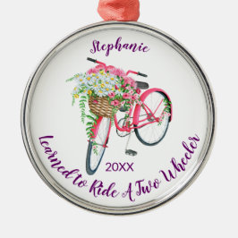 Adorno Metálico Aprendió a viajar en bicicleta Keepsake y año