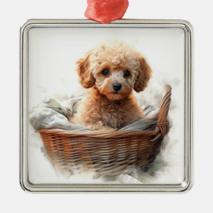ADORNO METÁLICO APRICOT ADORABLE FRANCÉS POODLE PUPPG DOG
