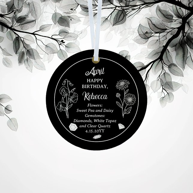 Adorno Metálico April Daisy y SweetPea Birthday Keepsake (April Daisy and Sweet Pea Birthday Keepsake Metal Ornament)