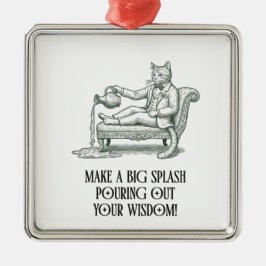 Adorno Metálico Aquarius Pun Wise Cat Zodiac Christmas Ornament 