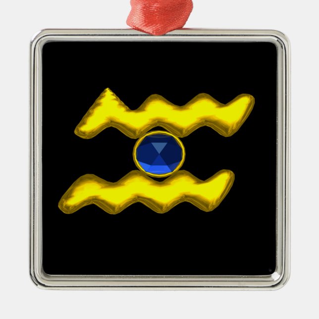 Adorno Metálico AQUARIUS ZODIAC CUMPLEAÑOS JEWEL Blue Sapphire Gol (Frente)