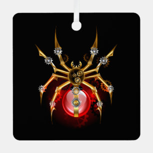 Adorno Metálico Araña steampunk sobre negro