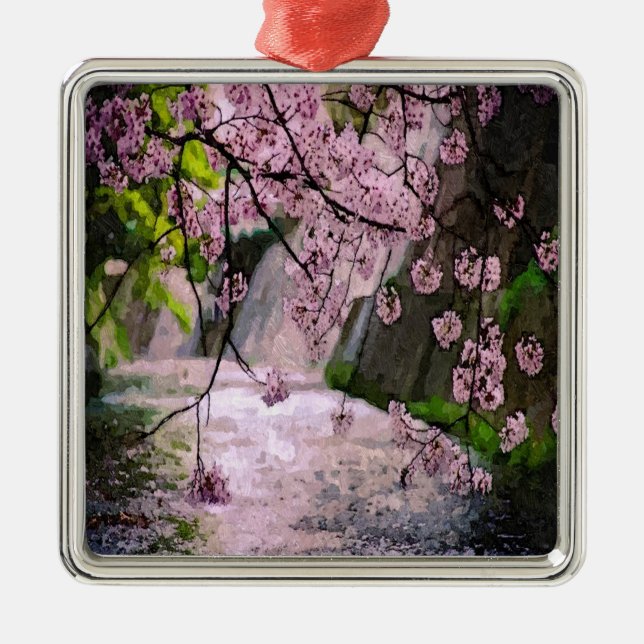 Adorno Metálico Árbol de flores rosadas (Frente)