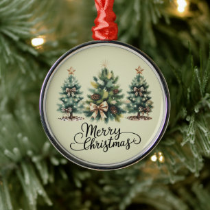 Adorno Metálico Árbol de Navidad Alegre Leopardo Coquette Lazo Nav