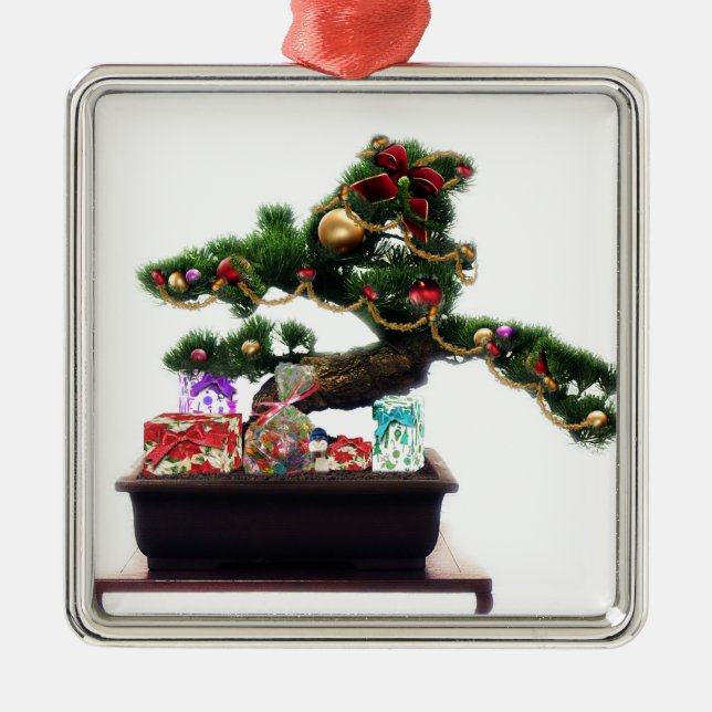 Adorno Metálico Árbol de Navidad Bonsai (Frente)