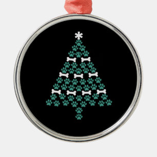 Adorno Metálico Árbol de Navidad con Huella de Perro Regalo de Nav