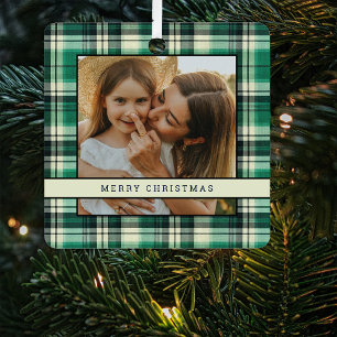 Adorno Metálico Árbol de Navidad con Plaid Verde Tradicional 2 Fot