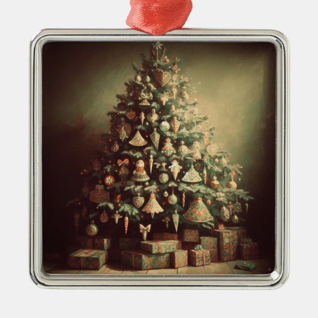 Adorno Metálico Árbol de Navidad con regalos Boho Navidad Navidad (Frente)