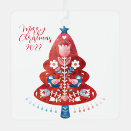 Adorno Metálico Árbol de Navidad de Arte Popular Escandinavo