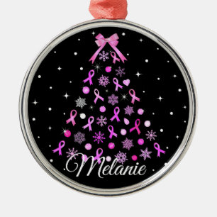 Adorno Metálico Árbol de Navidad de copas rosadas con copo de nie