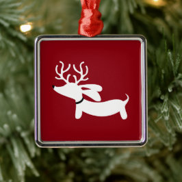 Adorno Metálico Árbol de Navidad de Dachshund reno rojo