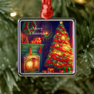 Adorno Metálico Árbol de Navidad de estilo tradicional vintage