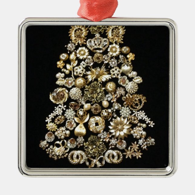 Adorno Metálico Árbol de navidad de la joyería del oro (Frente)