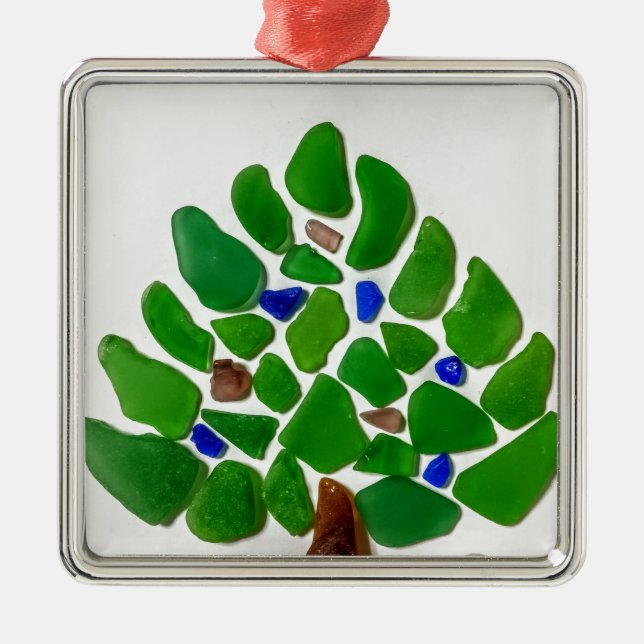 Adorno Metálico Árbol de Navidad de vidrio del Mar Verde (Frente)
