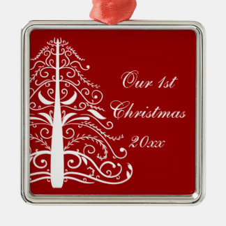 Adorno Metálico Árbol de Navidad Rojo Primera Navidad