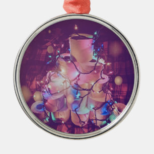 Adorno Metálico árbol de papel toliet para navidades