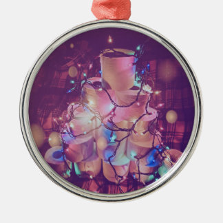 Adorno Metálico árbol de papel toliet para navidades