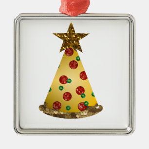 Adorno Metálico Árbol de purpurinas de pizza