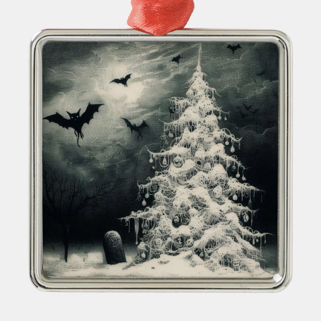Adorno Metálico Árbol gótico de Navidad con fantasmagórico murmull (Frente)