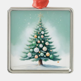 Adorno Metálico Árbol verde puro | Naranja verde plateado