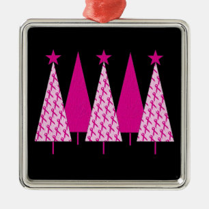 Adorno Metálico Árboles de Navidad - Cinta rosada de cáncer de mam