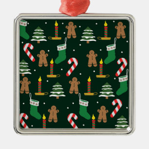 Adorno Metálico árboles de Navidad con hombres de jengibre, 