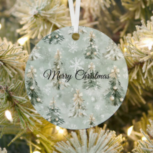 Adorno Metálico Árboles de Navidad Copos de Nieve de Crema Verde