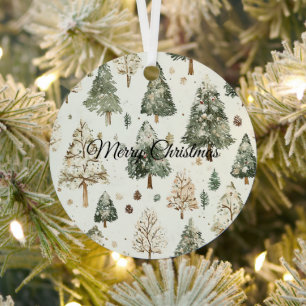 Adorno Metálico Árboles de Navidad de Crema Verde