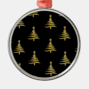 Adorno Metálico Árboles de Navidad dorados sobre negro
