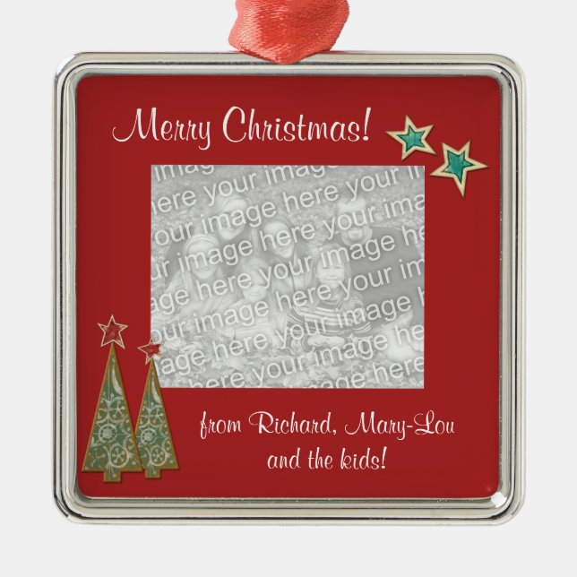 Adorno Metálico Árboles de navidad y foto de la Estrella-Familia (Frente)