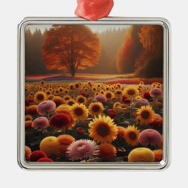 Adorno Metálico Árboles otoñales/campo con mamáes (Frente)