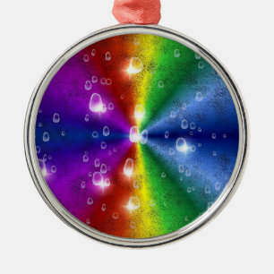 Adorno Metálico arco iris en elefantes, leatheroptik y gotas de ll