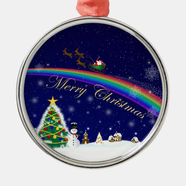 Adorno Metálico Arco iris Santa (Frente)