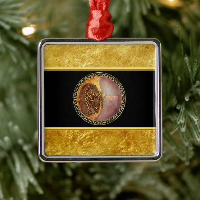 Adorno Metálico Aries Horoscopio con textura de Relieve metalizado (Árbol)