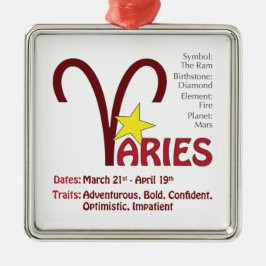 Adorno Metálico Aries Traits Square Ornament